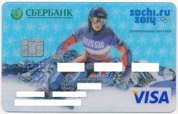 RUSSIA SBERBANK SAVINGS BANK VISA CARD OLYMPIC GAMES SOCHI 2014 - SKIER - EXPIRED - Credit Cards (Exp. Date Min. 10 Years)