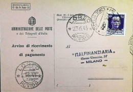 RSI 1943 - 1945 Avviso Ricevimento Da Milano  - S7493 - Marcofilie