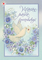 Postal Stationery - Flowers - Violets - Dove Bringing An Envelope - Red Cross 2014 - Suomi Finland - Postage Paid - Entiers Postaux
