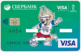 RUSSIA SBERBANK SAVINGS BANK VISA FIFA SOCCER WORLD CUP - WOLF ZABIVAKA MASCOT - EXPIRED - Carte Di Credito (scadenza Min. 10 Anni)