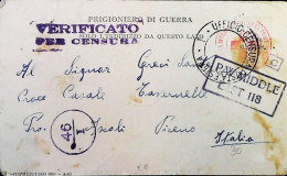 POW WW2 – WWII Italian Prisoner Of War In MIDDLE EAST AFRICA - Censorship Censure Geprüft  – S7731 - Poste Militaire (PM)