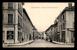 38 - BOURGOIN - RUE DE LA REPUBLIQUE - CAFE J. MICOUD - Bourgoin