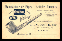 CARTES DE VISITE - LYON (RHONE) - MANUFACTURE DE PIPES J. LAGOUTTE, 34 RUE FERRANDIERE - Visiting Cards