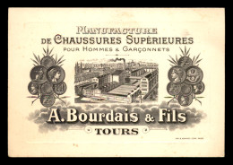 CARTES DE VISITE - TOURS (INDRE ET LOIRE) - MANUFACTURE DE CHAUSSURES A. BOURDAIS & FILS - Cartoncini Da Visita