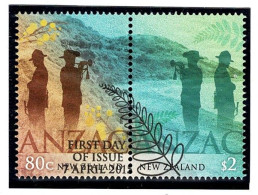 New Zealand 2015 ANZAC Joint Issue With Australia  Set Of 2 Used - Gebruikt