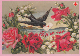 Postal Stationery - Flowers - Roses - Dove Holding An Envelope - Red Cross 2000 - Suomi Finland - Postage Paid - Entiers Postaux