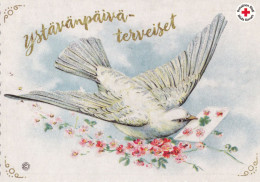Postal Stationery - Flowers - Roses - Dove Holding An Envelope - Red Cross - Suomi Finland - Postage Paid - Interi Postali