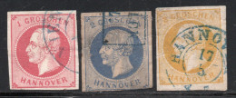 HANOVRE - HANNOVER (ALEMANIA) Serie X 3 Sellos Usados REY GEORGE V Años 1859-61 – Valorizada En Catálogo € 138,00 - Hanovre