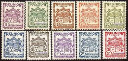 Réunion N° Taxe 16 à 25 ** Armoiries - Les Dix De La Série Du Blason - Postage Due