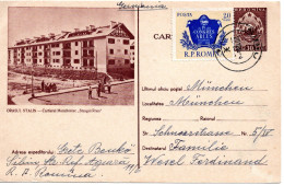 77126 - Rumänien - 1956 - 30B GABildKte "Orasul Stalin" M ZusFrankatur SIBIU -> Westdeutschland - Lettres & Documents