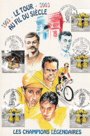 Rare (484/1000 Ex.) " CHAMPIONS LEGENDAIRES DU TDF " Sur Encart 1er Jour N°té En Soie De 2003  Ed° A.M.I.S. N°YT 3582 83 - Cyclisme