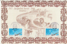 Rare (241/450 Ex) " JACQUELINE AURIOL " Sur Encart 1er Jour N°té En Soie  De 2003. 2 X N°YT PA 66 Ed° A.M.I.S. Parf état - 2000-2009