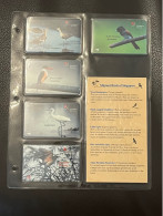 Mint Singapore Telecom Singtel GPT Phonecard In Original Holder,Migrant Bird,Set Of 5 Mint Cards(Including One $50 Card) - Singapour