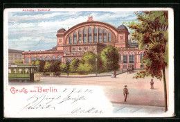 Lithographie Berlin-Kreuzberg, Anhalter Bahnhof Mit Strassenbahn  - Kreuzberg