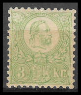 HUNGARY - UNGARN / 1871 3 Kr. Lithographed, GREEN MLH. Michel 2, FULL GUM WELL CENTERED RRR CAT VALUE +1200 EXTRA RARE - Ungebraucht