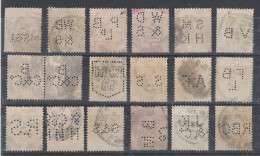 GB - PERFIN - PERFORE - Lot De 18 Timbres Perforés - Perforés