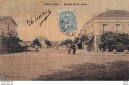 L17-47) CASTELJALOUX - AVENUE DE LA GARE - ANIMEE - HABITANTS - CARTE TOILEE COULEURS  -  EN 1906 - Casteljaloux