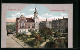 AK Falkenstein I. V., König Albertplatz Mit Rathaus  - Falkenstein (Vogtland)