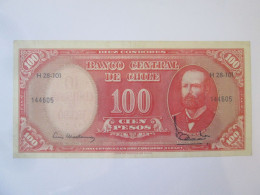 Chile 100 Pesos 1961 AUNC Banknote See Pictures - Chili