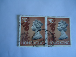 HONG  KONG  USED  STAMPS    PAIR  QUEEN 1992 $ -10 - Andere & Zonder Classificatie