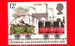GB  - UK - GRAN BRETAGNA - Usato - 1980 - 150 Anni Della Ferrovia Di Liverpool E Manchester - Camion Merci E Corriere Po - Gebruikt