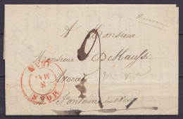 L. Datée 8 Mai 1835 De RANCE Càd MONS /8 MAI 1835 Pour FONTAINE L'EVEQUE - Port "2" - 1830-1849 (Belgica Independiente)