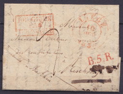 L. Datée 8 Octobre 1835 Càd LIEGE /10 DEC 1835 Pour RESCH…? (voir Scans) - Griffes "B.5.R." & [BELGIQUE PAR THIONVILLE]  - 1830-1849 (Unabhängiges Belgien)