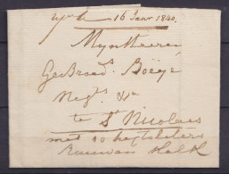 L. Datée 2 Décembre 1839 De TEMSCHE (Tamise) Pour ST-NICOLAS - Man. "met 10 … ?" - 1830-1849 (Belgique Indépendante)