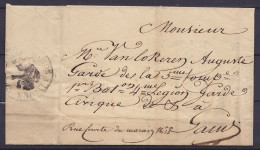 L. Entête "Garde Civique Cantonnale De Gand" Datée 2 Janvier 1834 Pour E/V (voir Scans) (au Dos: Cachet "GARDE CIVIQUE D - 1830-1849 (Belgio Indipendente)