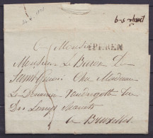 L. Datée 26 Juin 1821 De YPRES Pour BRUXELLES - Griffe "YPEREN" Port "3" - 1815-1830 (Periodo Olandese)