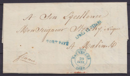 L. Datée 20 Janvier 1839 De BRUSSEL Càd Bleu " BRUXELLES /20 JANV 1839" Pour Archevêque De MALINES "franco" - Griffes Bl - 1830-1849 (Onafhankelijk België)