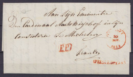 L. Datée 29 Novembre 1842 De BAERLE HERTOG (Baerle-Duc) Càd TURNHOUT /30 NOV 1842 Pour MECHELEN - Boîte "O" -  Griffes [ - 1830-1849 (Belgio Indipendente)