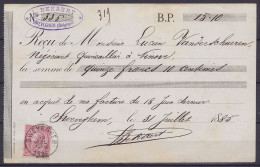 Reçu Affr. N°46 Càd SWEVEGHEM /30 JUIL 1885 Pour Quincailler à NINOVE (au Dos: Càd NINOVE) - 1884-1891 Leopold II