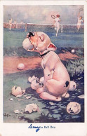 Sports - Tennis - Illustrateur Signé -  Chien Mangeant Balles De Tennis - 1903 - Back The Ball Boy - Tennis