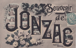 A19-17) JONZAC -  SOUVENIR - MULTIVUES - LETTRES ALPHABET - COLORISEE - EN  1906   - Jonzac