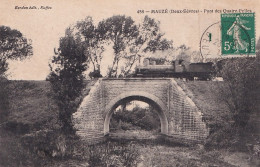 A23-79) MAUZE - DEUX SEVRES - PONT DES QUATRE PELLES - TRAIN CIRCULANT - EN 1912 - Mauze Sur Le Mignon