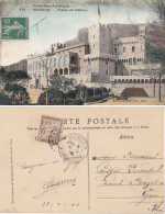 MONACO CP 1908 MONACO TIMBREE SEMEUSE TAXEE A LYON RHONE - Storia Postale