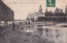 A2-91) VIGNEUX - PROPRIETE DE MR PORCHY ET BORDS DU LAC - ANIMEE - PECHEUR  - EN 1907 - 2 SCANS) - Vigneux Sur Seine