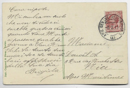 ITALIA 10C CARTOLINA SAN REMO AMBULANT AMB GENOVA VENTIMIGLIA 3 (A) 5.2.1911 TO FRANCE - Poststempel