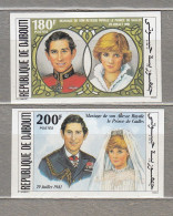 DJIBOUTI Imperforated 1981  Diana Wedding Mi 304-305 MNH (**) #33953 - Dschibuti (1977-...)