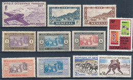 Lot De 11 Timbres: 9 Neufs Sans Charnière Et 2 Neufs Sans Gomme SENEGAL  Afrique Occidentale Française XIII-4 - Nuevas/fijasellos