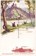Postkarte. Rhein-Dampfschifffahrt, Kölnische Und Düsseldorfer Gesellschafft. An Bord Des Dampfers Von Marksburg - Non Classificati