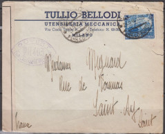 Lettre Pub De MILANO 1940 Avec Chemin De Fer 1l.25  Y.T.431 Pour 45 SAINT-AY " Ouvert Par L'Autorité MILITAIRE " - Posta Militare (PM)