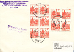 Yugoslavia Cover Sent To Denmark Beograd 11-6-1985 With A Block Of 4 And A Block Of 6 Pocitelj - Lettres & Documents