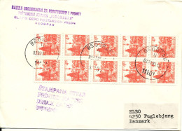 Yugoslavia Cover Sent To Denmark Beograd 2-7-1985 With A Block Of 10 Pocitelj - Briefe U. Dokumente