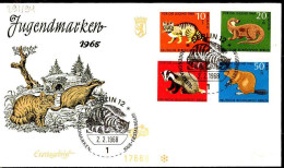 Berlin Poste Obl Yv:291/294 Pour La Jeunesse Animaux Menacés De Disparition (TB Cachet à Date) Fdc Berlin 2-2-68 - Andere & Zonder Classificatie