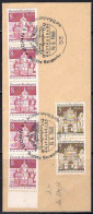 Berlin Poste Obl Yv:246-247 Edifices Allemands (TB Cachet à Date) Sur Fragment 5 Tbres - Used Stamps