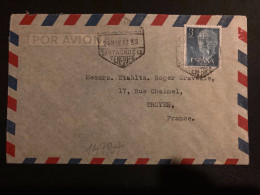 LETTRE Par Avion Pour La FRANCE TP FRANCO 3p OBL.HEXAGONALE 24 MAY 57 CORREO AEREO SANTA CRUZ DE TENERIFE - Covers & Documents