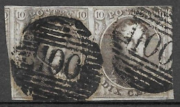 OBP10 In Paar, Met 4 Randen En Geburen, Met Balkstempel P100 Renaix (zie Scans) - 1858-1862 Medaillons (9/12)