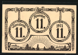AK Sonnabend 11. November 1911, 11.11.11, Schnapszahldatum  - Astronomia